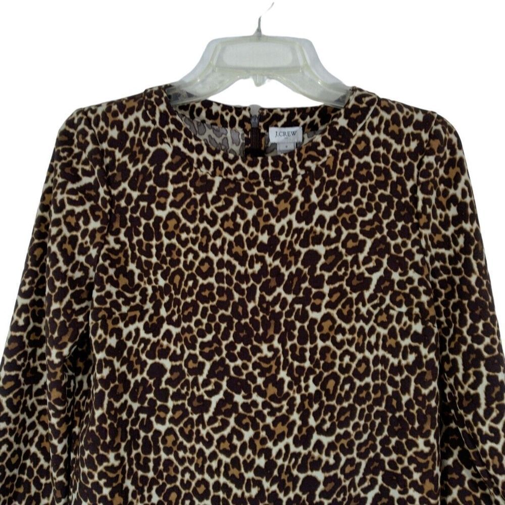 J Crew Factory Womens Size 2 Leopard Print Dress 3/4 Sleeve - Picture 3 of 5